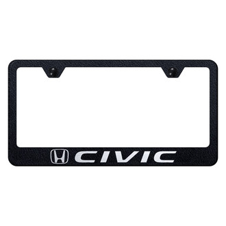 Autogold® - Rugged Black License Plate Frame with Laser Etched Civic Logo