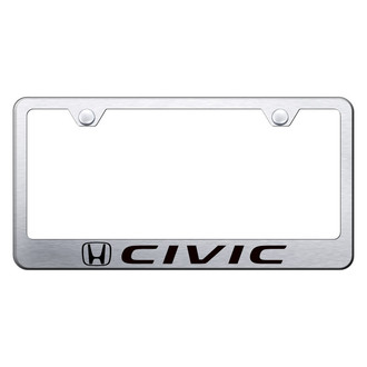 Autogold® - Brushed License Plate Frame with Laser Etched Civic Logo