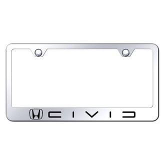 Autogold® - Chrome License Plate Frame with Laser Etched Civic Reverse C Logo
