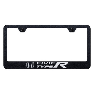 Autogold® - Rugged Black License Plate Frame with Laser Etched Civic Type R Logo