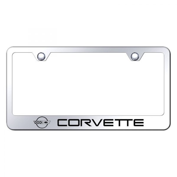 Autogold® - License Plate Frame with Laser Etched Corvette C4 Logo