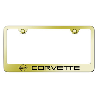 Autogold® - Gold License Plate Frame with Laser Etched Corvette C4 Logo