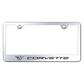 Autogold® - Chrome License Plate Frame with Laser Etched Corvette C5 Logo