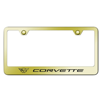 Autogold® - Gold License Plate Frame with Laser Etched Corvette C5 Logo