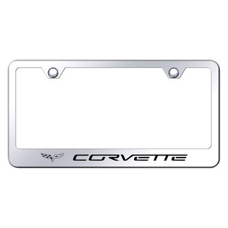 Autogold® - Chrome License Plate Frame with Laser Etched Corvette C6 Logo