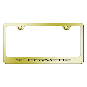 Autogold® - Gold License Plate Frame with Laser Etched Corvette C6 Logo