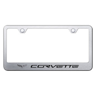 Autogold® - Brushed License Plate Frame with Laser Etched Corvette C6 Logo