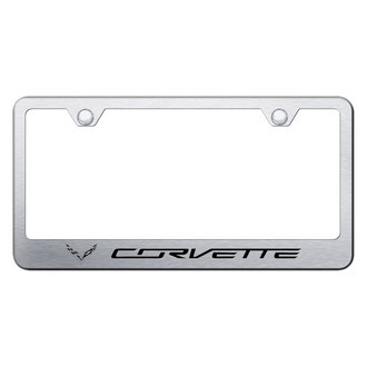 Autogold® - Brushed License Plate Frame with Laser Etched Corvette C7 Logo