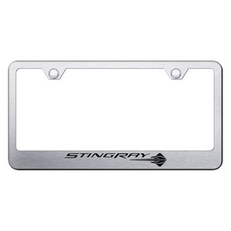 Autogold® - Brushed License Plate Frame with Laser Etched Corvette C7 Stingray Logo