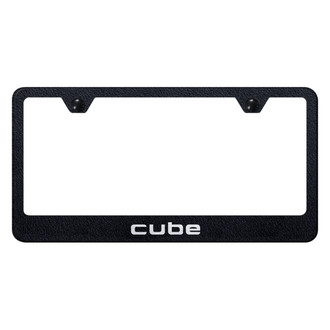 Autogold® - Rugged Black License Plate Frame with Laser Etched Cube Logo