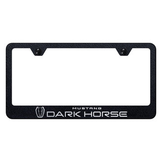 Autogold® - Rugged Black License Plate Frame with Laser Etched Mustang Dark Horse Logo