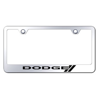 Autogold® - Chrome License Plate Frame with Laser Etched Dodge Stripes Logo