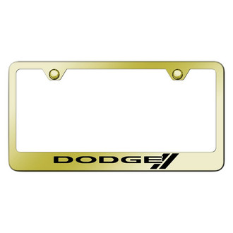 Autogold® - Gold License Plate Frame with Laser Etched Dodge Stripes Logo