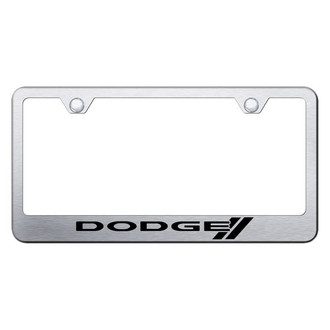 Autogold® - Brushed License Plate Frame with Laser Etched Dodge Stripes Logo