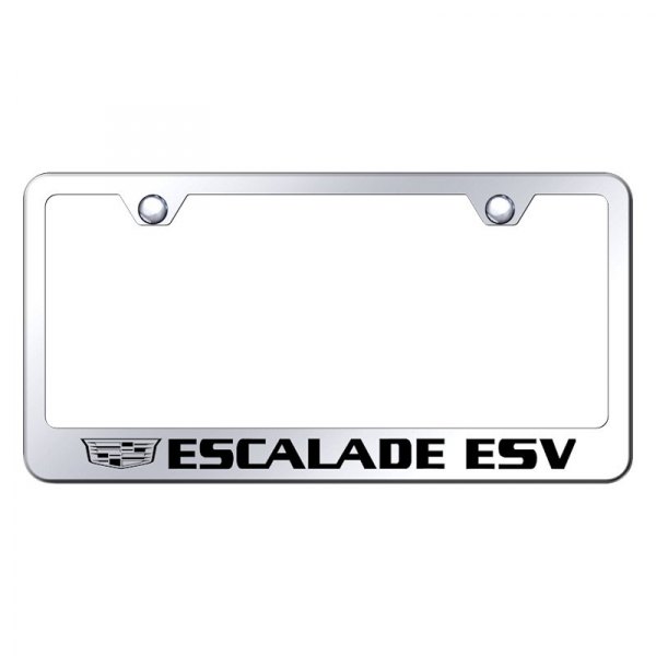 Autogold® - License Plate Frame with Laser Etched Escalade ESV Logo and Cadillac Emblem