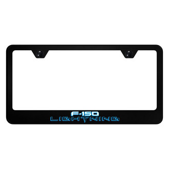 Autogold® - UV Printed Black License Plate Frame with Laser Etched F-150 Lightning 2 Logo
