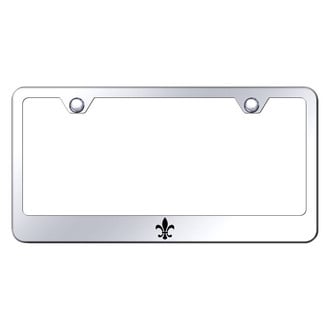 Autogold® - Chrome License Plate Frame with Laser Etched Fleur-De-Lis Logo