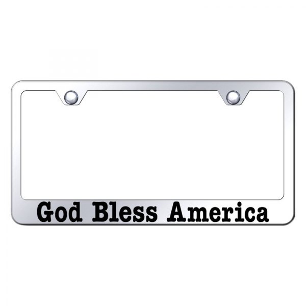 Autogold Lf Gba Ec Chrome License Plate Frame With Laser Etched God Bless America Logo