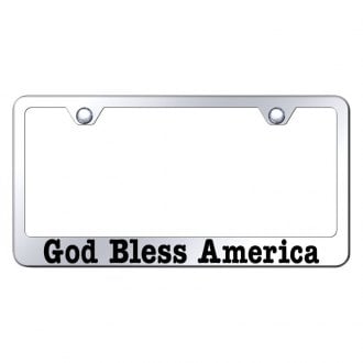Autogold® - Chrome License Plate Frame with Laser Etched God Bless America Logo