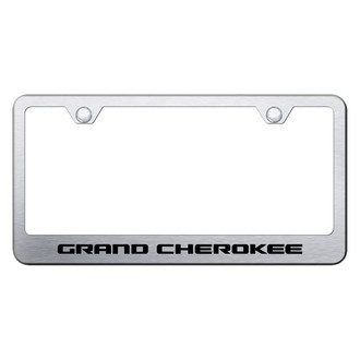 Autogold® - Brushed License Plate Frame with Laser Etched Grand Cherokee Logo