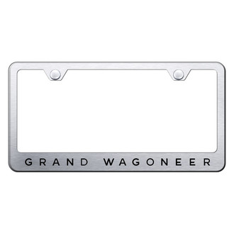 Autogold® - Brushed License Plate Frame with Laser Etched Grand Wagoneer Logo