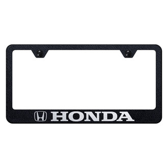 Autogold® - Rugged Black License Plate Frame with Laser Etched Honda Logo