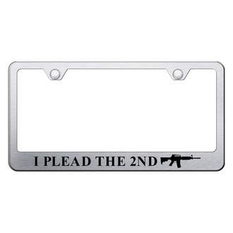 Autogold® - Brushed License Plate Frame with Laser Etched I Plead The 2nd Logo