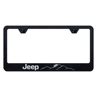 Autogold® - Rugged Black License Plate Frame with Laser Etched Jeep Mountain Logo