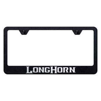 Autogold® - Rugged Black License Plate Frame with Laser Etched Longhorn Logo
