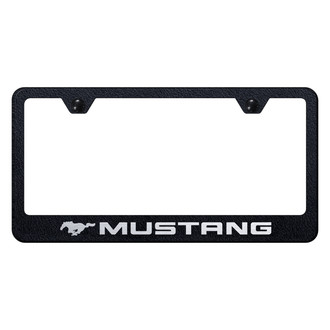 Autogold® - Rugged Black License Plate Frame with Laser Etched Mustang Logo