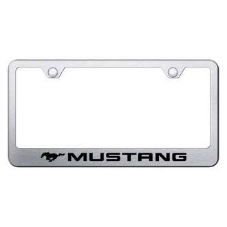 Autogold® - Brushed License Plate Frame with Laser Etched Mustang Logo