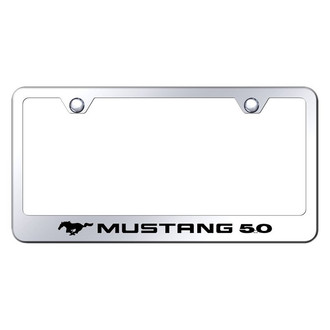 Autogold® - Chrome License Plate Frame with Laser Etched Mustang 5.0 Logo
