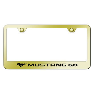 Autogold® - Gold License Plate Frame with Laser Etched Mustang 5.0 Logo