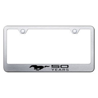 Autogold® - Brushed License Plate Frame with Laser Etched Mustang 50 Years Logo