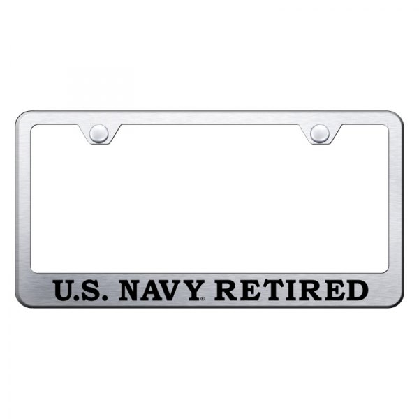 Autogold® - License Plate Frame with Laser Etched U.S. Navy Retired Logo