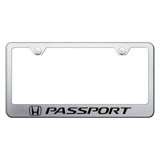 Autogold® - Brushed License Plate Frame with Laser Etched Passport Logo