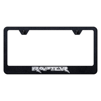 Autogold® - Rugged Black License Plate Frame with Laser Etched Raptor Logo
