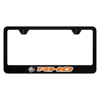 Autogold® - Black License Plate Frame with Orange RHO Head Logo