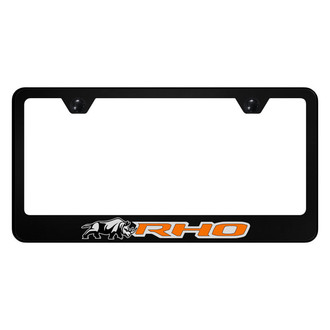 Autogold® - UV Printed Black License Plate Frame with Orange RHO Rhino Logo
