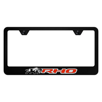 Autogold® - UV Printed Black License Plate Frame with Red RHO Rhino Logo