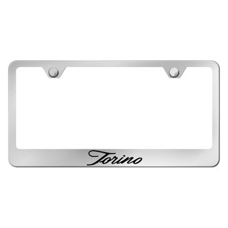 Autogold® - Chrome License Plate Frame with Script Torino Logo