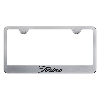 Autogold® - Brushed License Plate Frame with Script Torino Logo