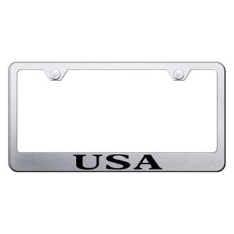Autogold® - Brushed License Plate Frame with Laser Etched USA Logo