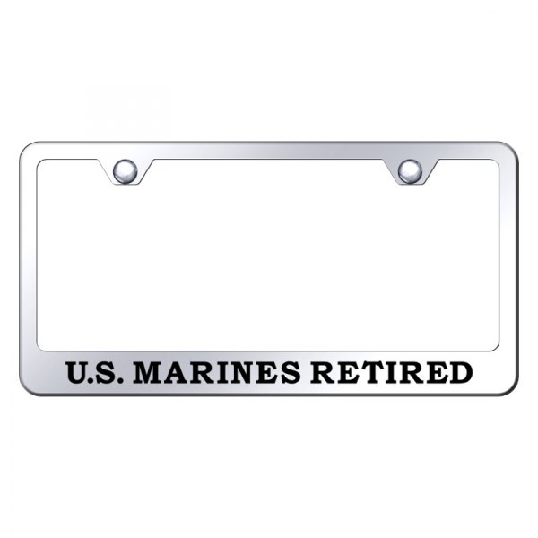 Autogold® - License Plate Frame with Laser Etched U.S. Marines Retired Logo