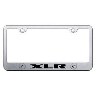 Autogold® - Brushed License Plate Frame with Laser Etched XLR Old Logo and Dual Cadillac Emblem