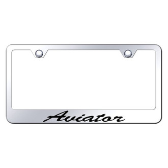 Autogold® - Chrome License Plate Frame with Script Laser Etched Aviator Logo