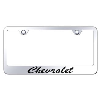 Autogold® - Chrome License Plate Frame with Script Laser Etched Chevrolet Logo