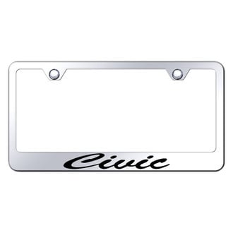 Autogold® - Chrome License Plate Frame with Script Laser Etched Civic Logo
