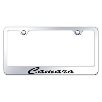 Autogold® - Chrome License Plate Frame with Script Laser Etched Camaro Logo