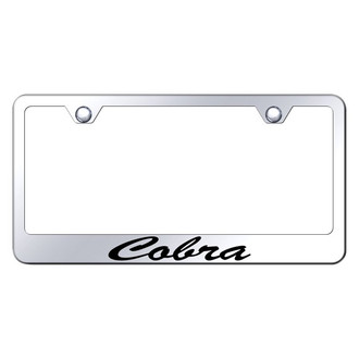 Autogold® - Chrome License Plate Frame with Script Laser Etched Cobra Logo